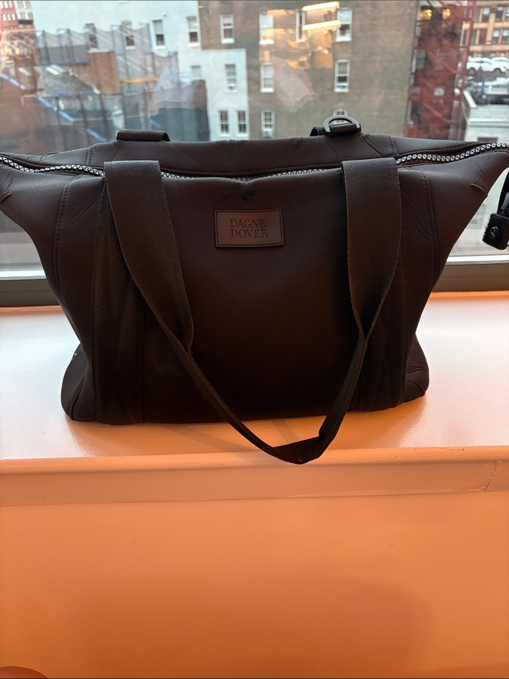 Dagne Dover Black Nylon Tote with Top Zipper
